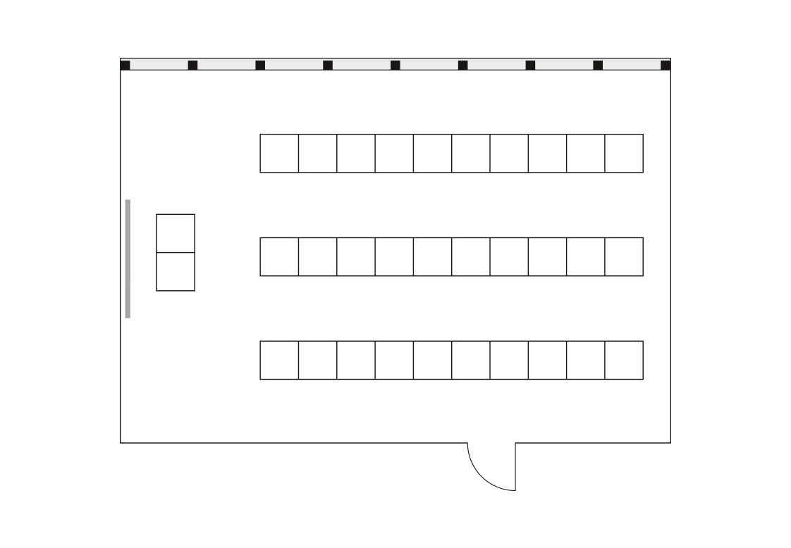 Seminarraum Längsbestuhlung